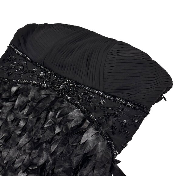 Sue Wong Strapless Cocktail Dress Sz 8 Black Beaded Formal Event Glam Feminine - Picture 11 of 16
